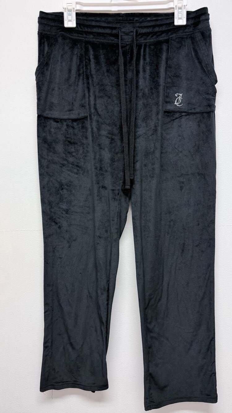 Juicy Couture Black Velour Y2K Sleep Track Pants Size XL